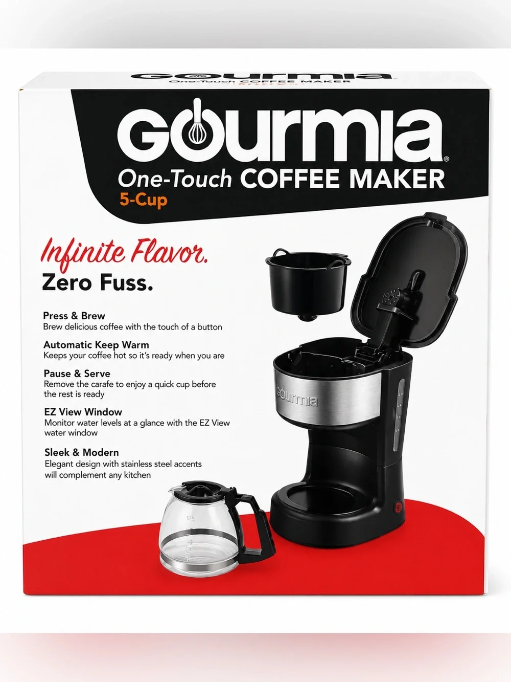 Gourmia One-Touch 5-Cup Coffee Maker - Picture 2 of 2